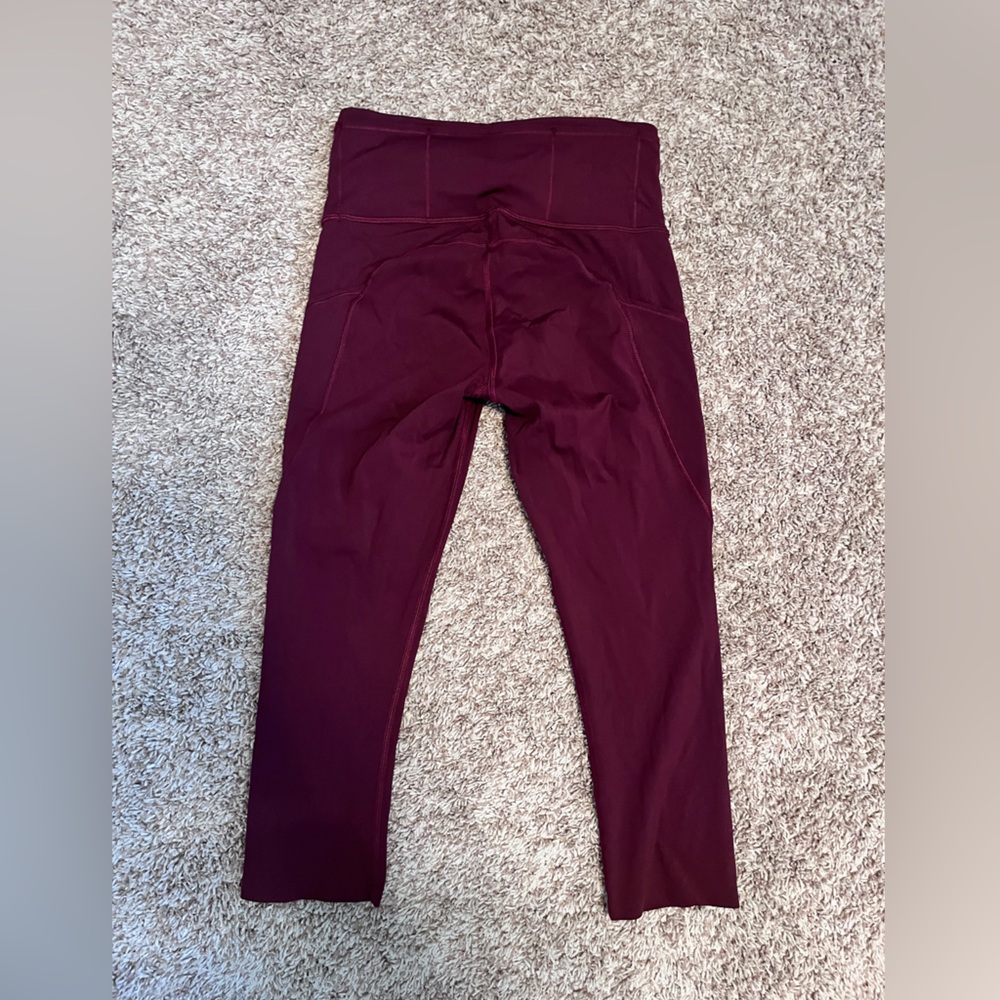 Lululemon Fast Free High-Rise Legging Crop 19" NWOT Sz 4 Cassis Red Maroon Nulux - Picture 3 of 5